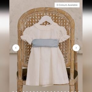 La Coqueta White Vega Ceremony Girl Dress Light Blue Sash 3Y